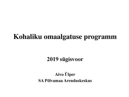 Kohaliku omaalgatuse programm