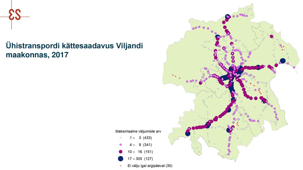 Ühistranspordi kättesaadavus Viljandi maakonnas, 2017
