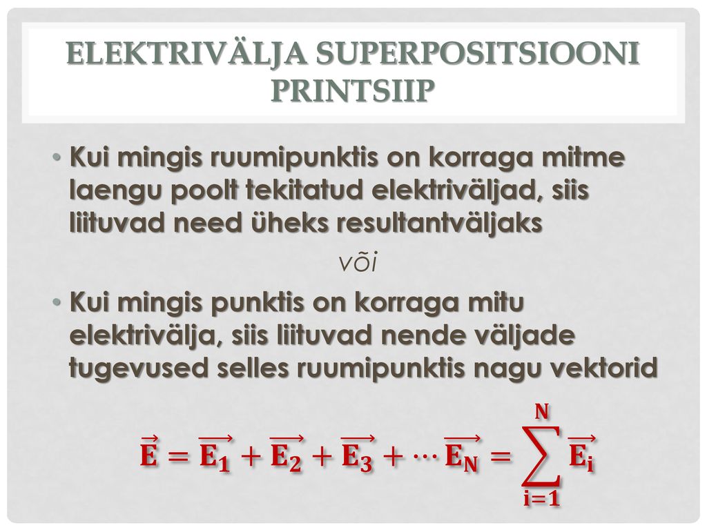 ELEKTRIVÄLJA SUPERPOSITSIOONI PRINTSIIP