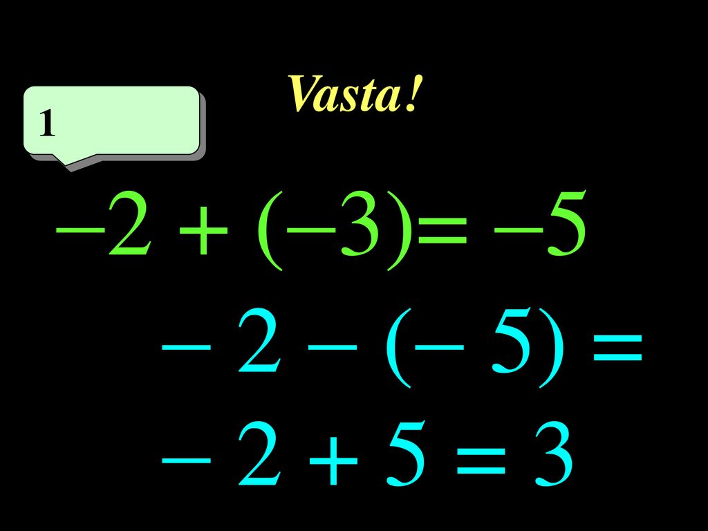 Vasta! 1 1er calcul 1 2 + (3)= 5  2  ( 5) =  = 3
