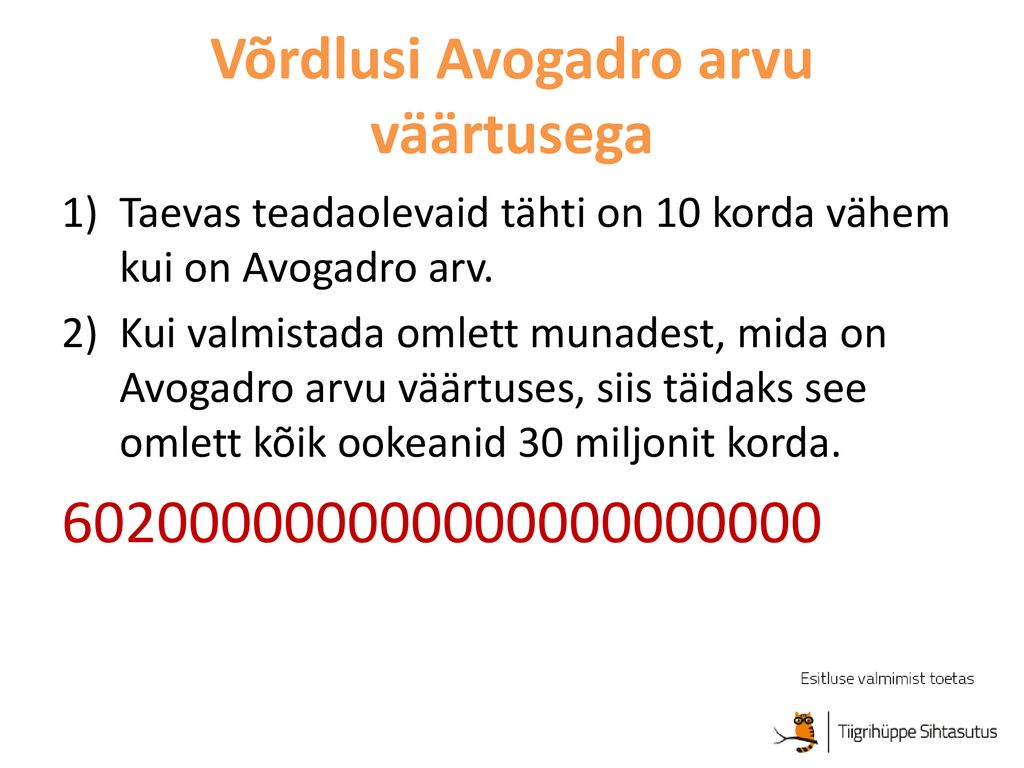 Võrdlusi Avogadro arvu väärtusega