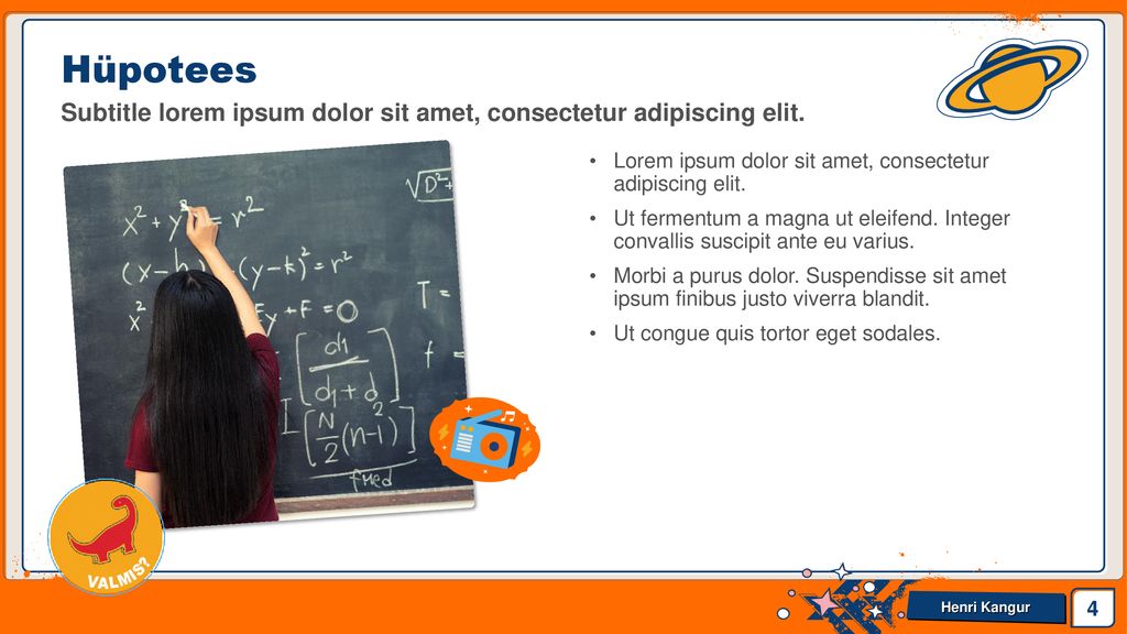 Hüpotees Subtitle lorem ipsum dolor sit amet, consectetur adipiscing elit. Lorem ipsum dolor sit amet, consectetur adipiscing elit.