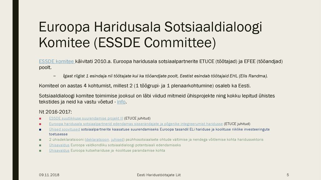 Euroopa Haridusala Sotsiaaldialoogi Komitee (ESSDE Committee)