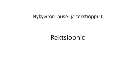 Nykyviron lause- ja tekstioppi II: Rektsioonid