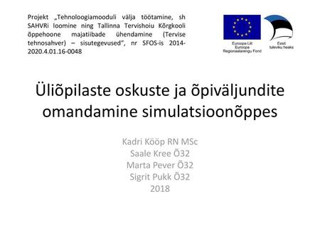 Üliõpilaste oskuste ja õpiväljundite omandamine simulatsioonõppes