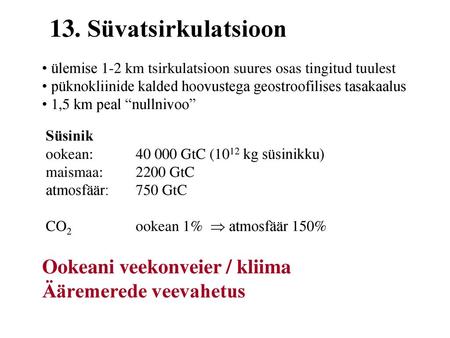 13. Süvatsirkulatsioon Ookeani veekonveier / kliima