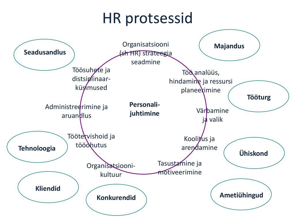 HR protsessid Organisatsiooni (sh HR) strateegia seadmine Majandus