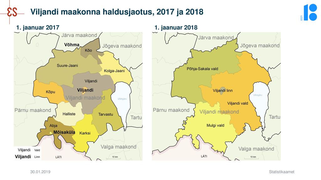 Viljandi maakonna haldusjaotus, 2017 ja 2018