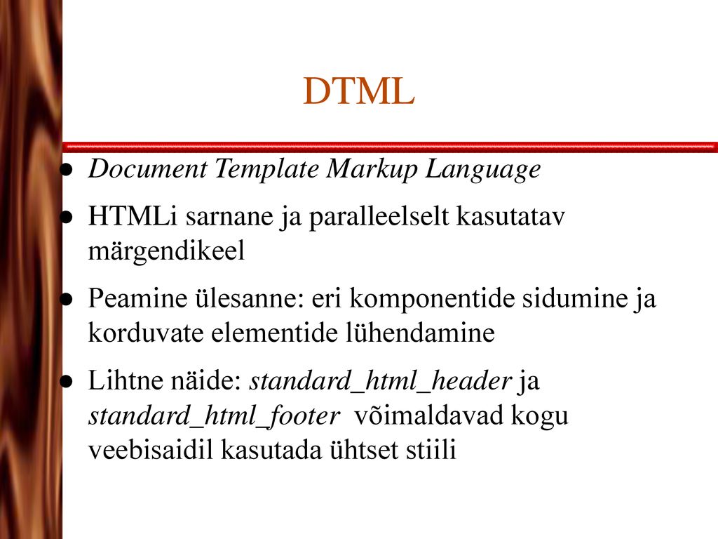 DTML Document Template Markup Language