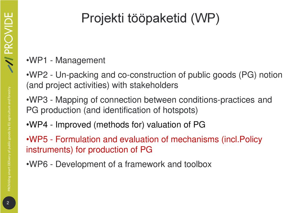 Projekti tööpaketid (WP)