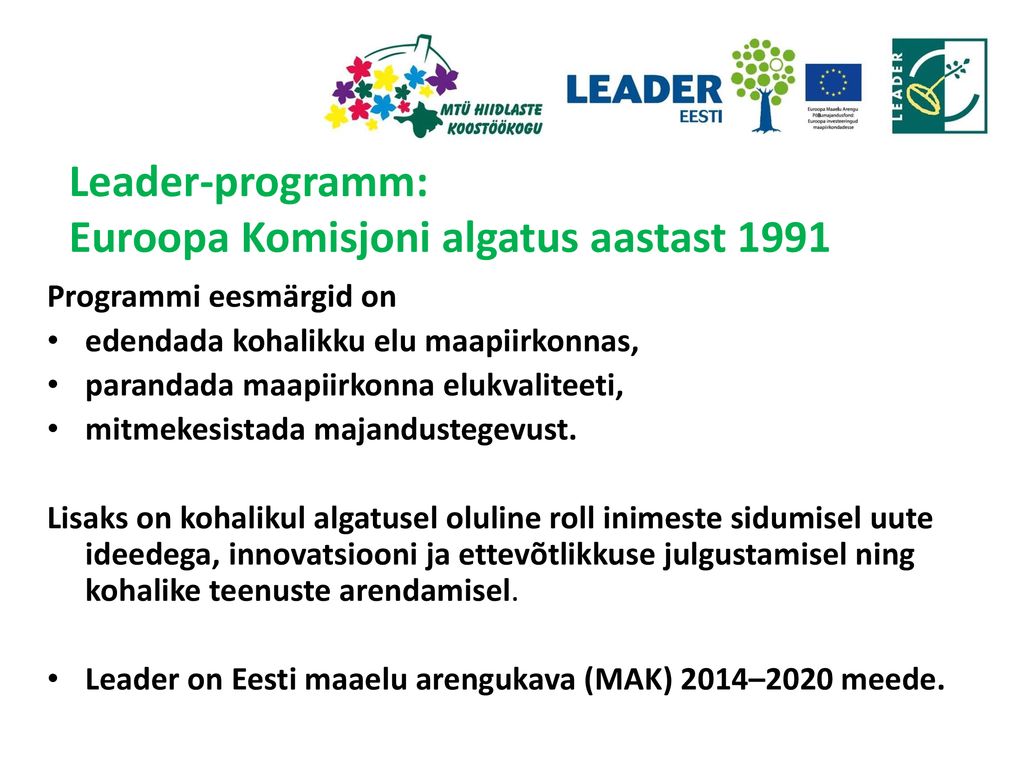 Leader-programm: Euroopa Komisjoni algatus aastast 1991