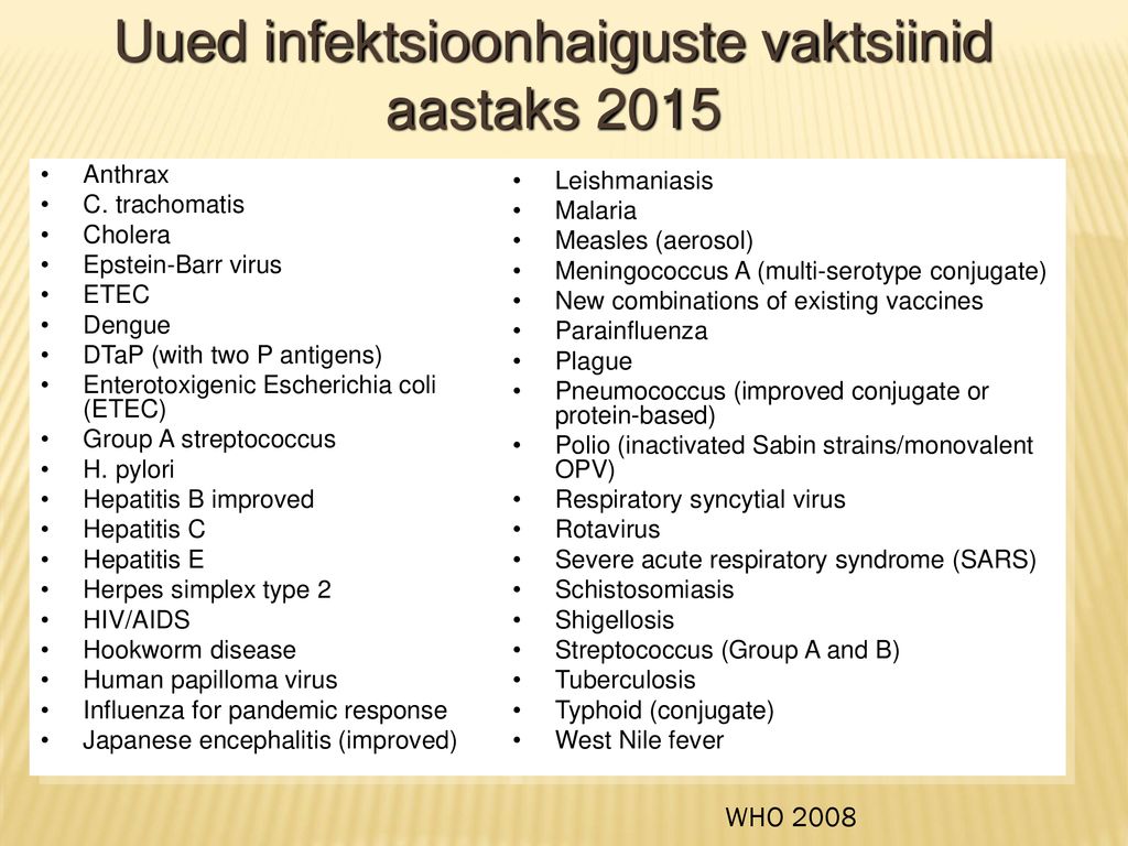 Uued infektsioonhaiguste vaktsiinid aastaks 2015