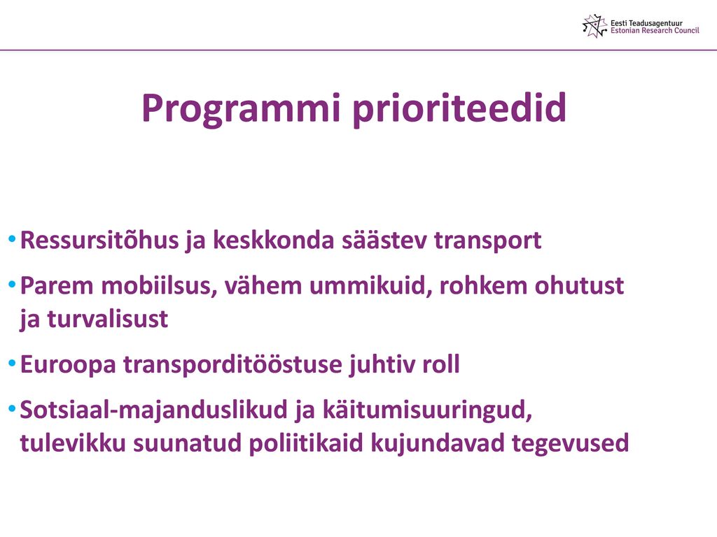 Programmi prioriteedid