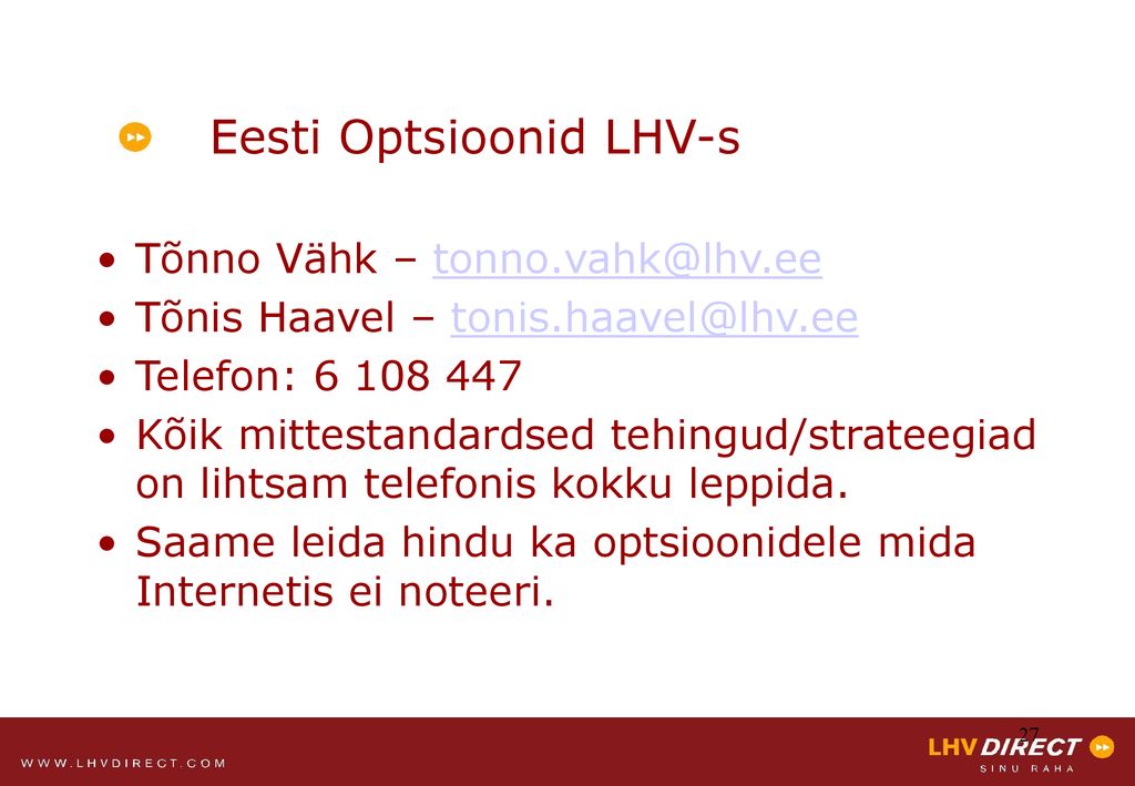 Eesti Optsioonid LHV-s