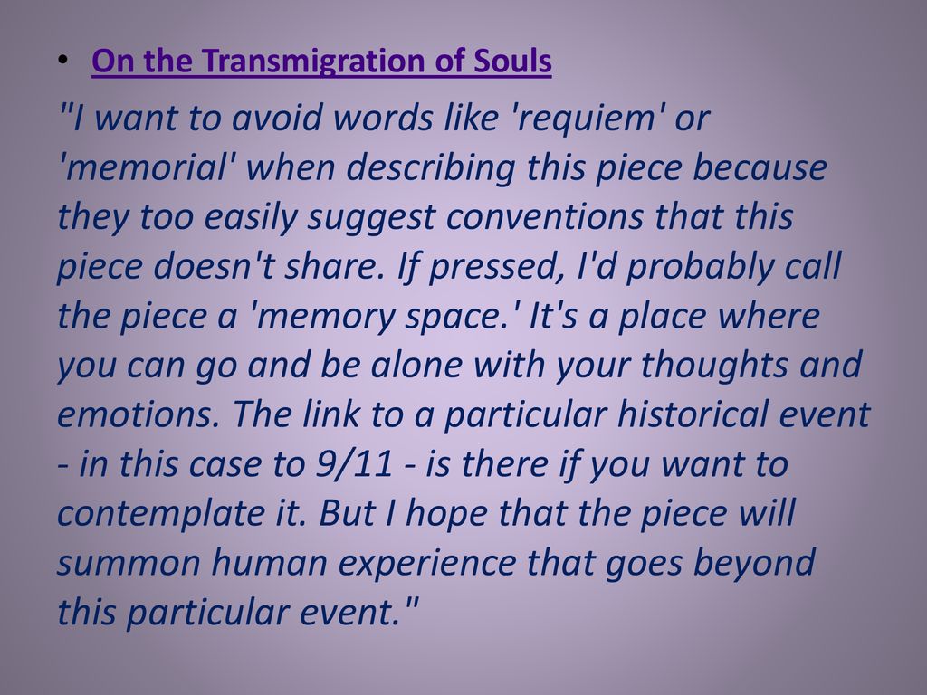 On the Transmigration of Souls