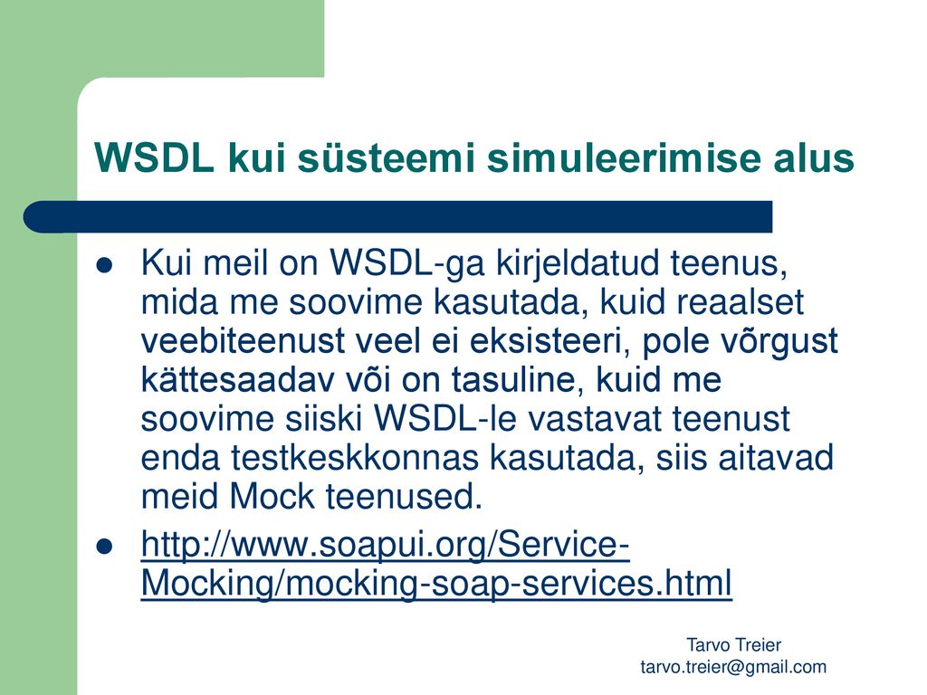 WSDL kui süsteemi simuleerimise alus