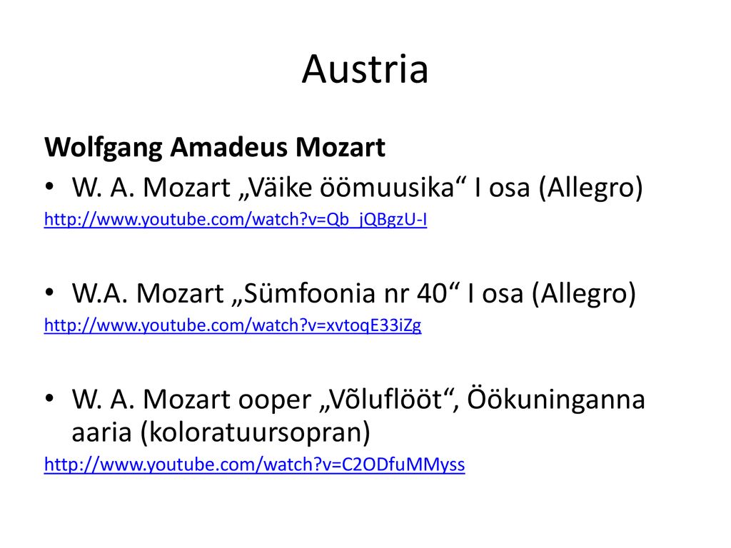 Austria Wolfgang Amadeus Mozart