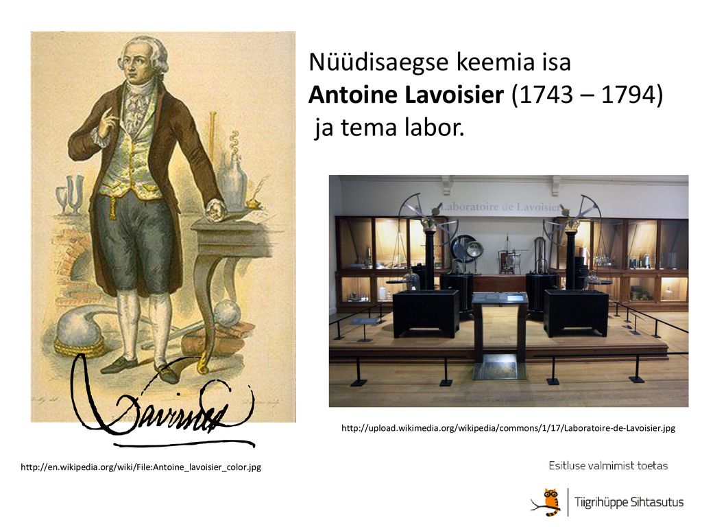 Nüüdisaegse keemia isa Antoine Lavoisier (1743 – 1794) ja tema labor.