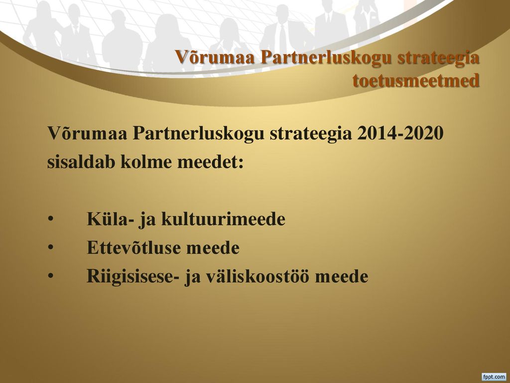 Võrumaa Partnerluskogu strateegia toetusmeetmed