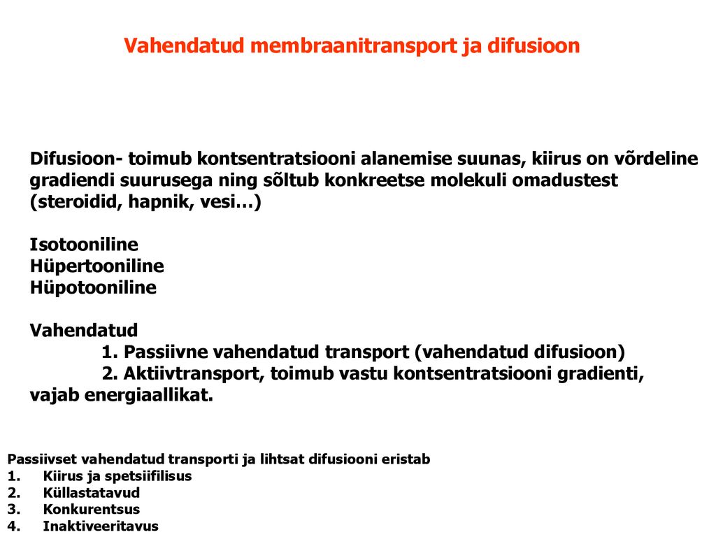 Vahendatud membraanitransport ja difusioon