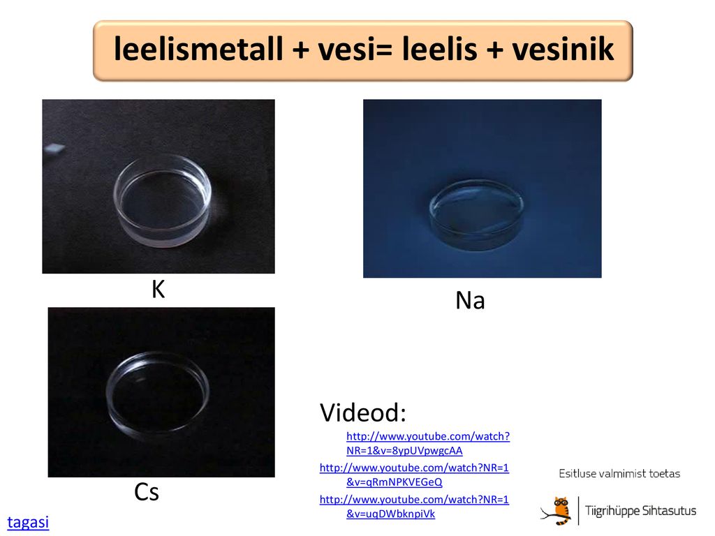 leelismetall + vesi= leelis + vesinik