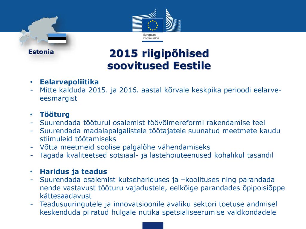 2015 riigipõhised soovitused Eestile