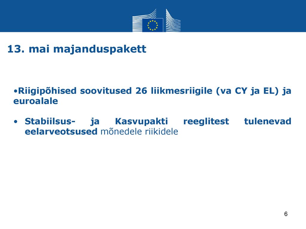 13. mai majanduspakett Riigipõhised soovitused 26 liikmesriigile (va CY ja EL) ja euroalale.