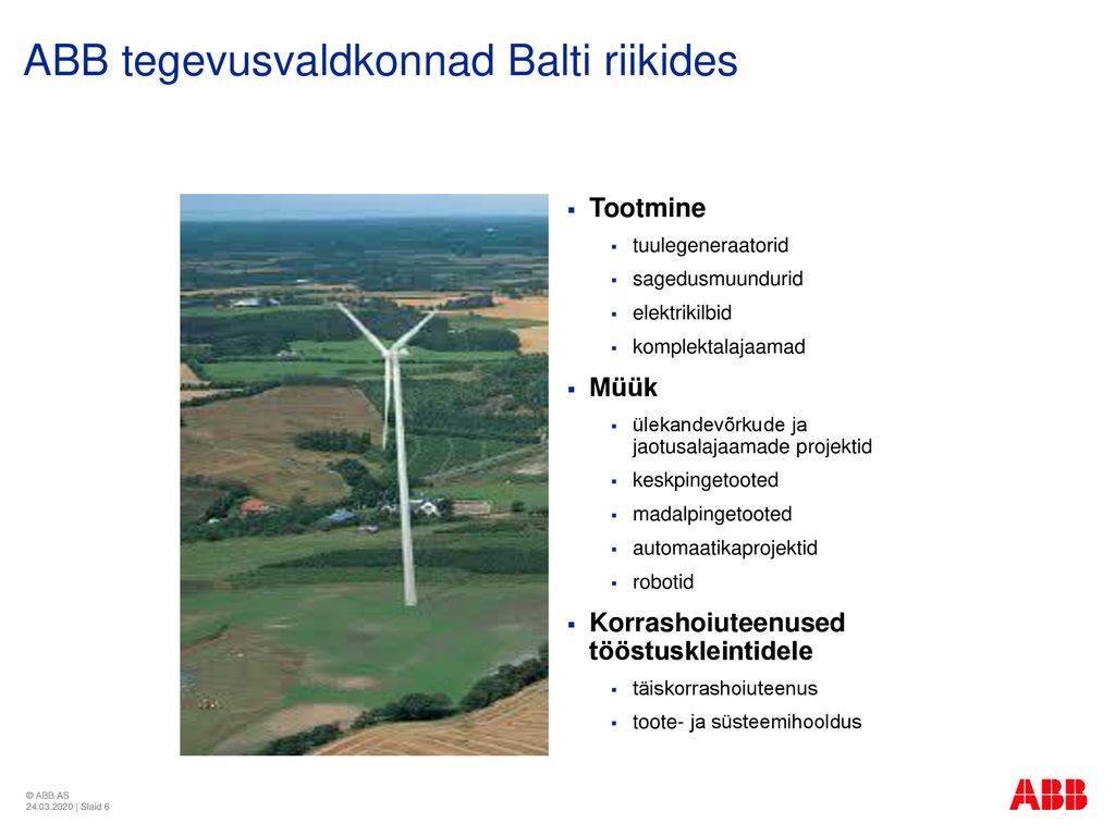 ABB tegevusvaldkonnad Balti riikides