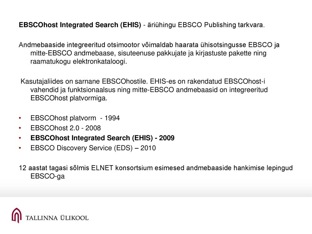 EBSCOhost Integrated Search - ppt üles laadida