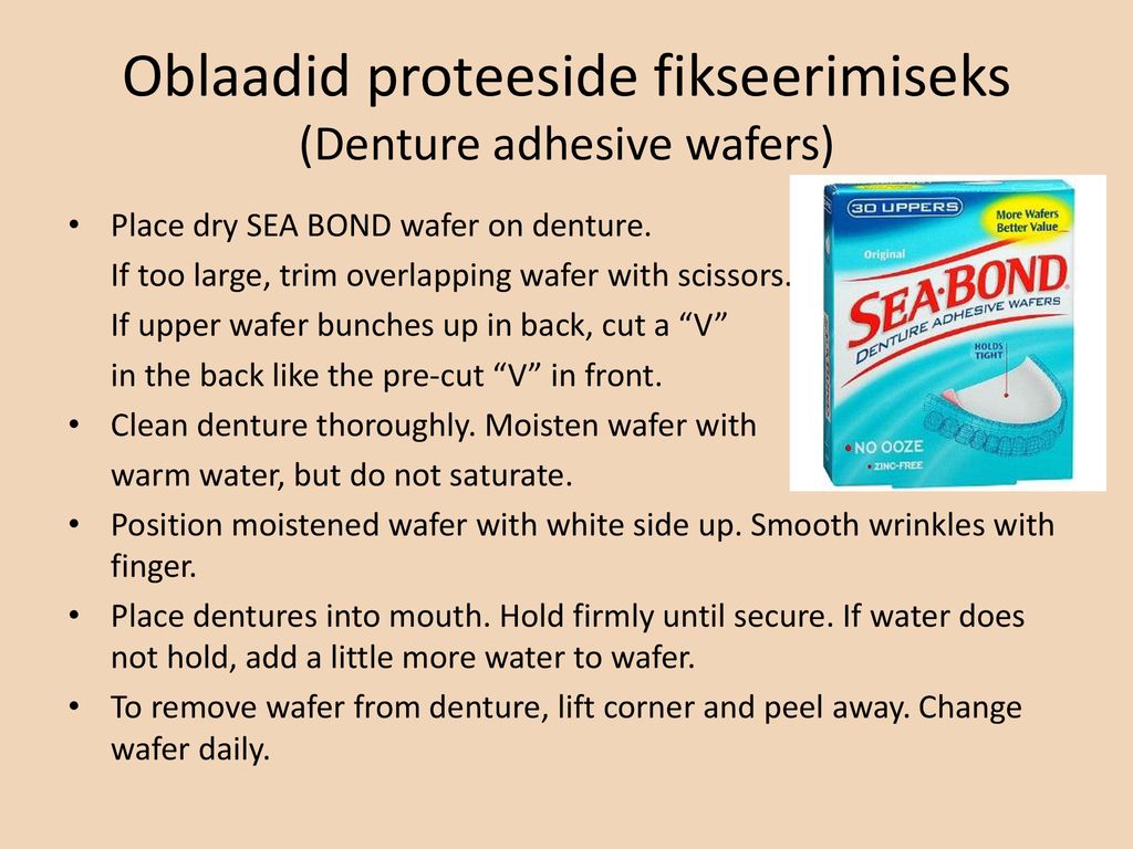 Oblaadid proteeside fikseerimiseks (Denture adhesive wafers)