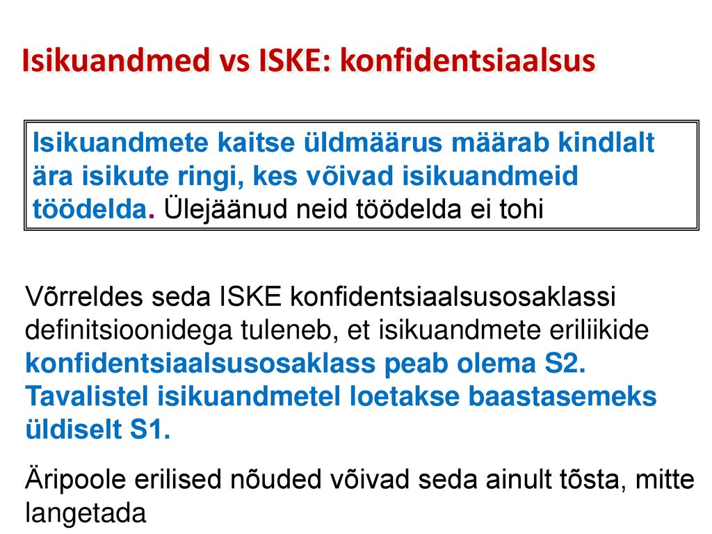 Isikuandmed vs ISKE: konfidentsiaalsus
