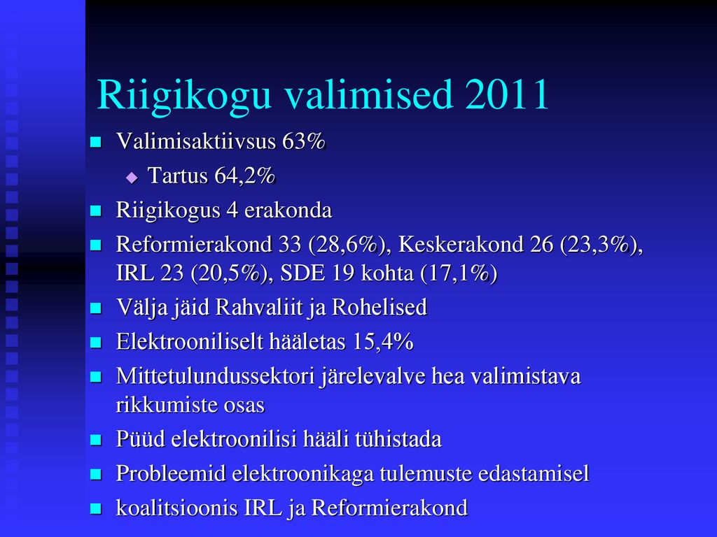 Riigikogu valimised 2011 Valimisaktiivsus 63% Tartus 64,2%